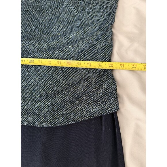 R&M Richards Woman 18W Navy Blue Sleeveless Long Dress Metallic Overlay Formal - Picture 6 of 6